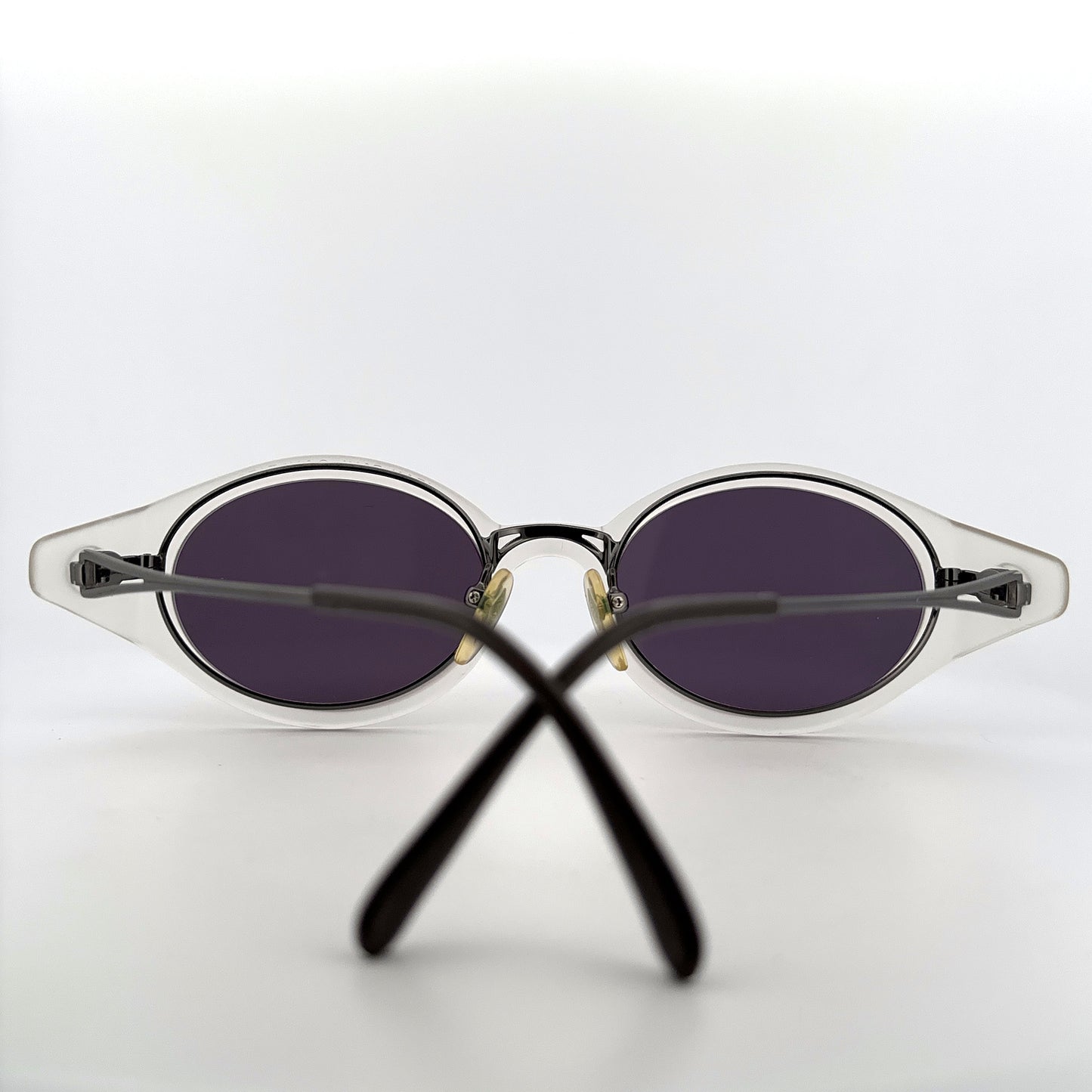 Vintage 90s Jean Paul Gaultier Oval Eyeglasses w/ Sunglasses Clip Mod 56-7202 JPG Japan