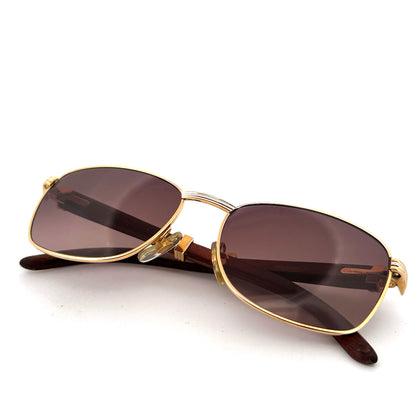 Vintage 90s ©Cartier Amboise Sunglasses Precious Wood - Small/Medium - Made in France