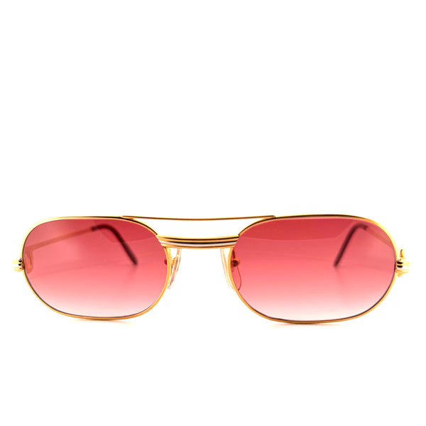 Vintage 80s Cartier Le Must Louis Gold Sunglasses - Small/Medium - Made in France