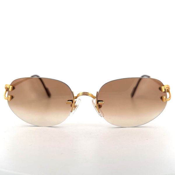 Vintage 90s Cartier Portofino Rimless Sunglasses - Small/Medium - Made in France