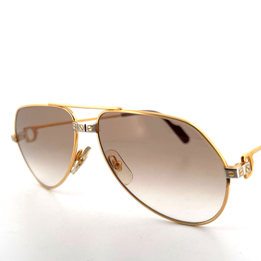 Vintage 80s Cartier Aviator Sunglasses Vendome Santos - Small/Medium - Made in France