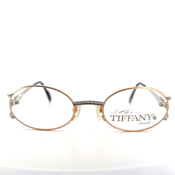 Vintage 90s Tiffany Eyeglasses Frames Mod T402 Platinum Plated Size 48-20 Italy