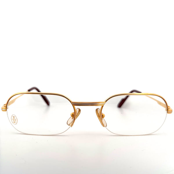 Vintage 90s Cartier Must Eyeglasses Half Rim Frames Size 53-20 Made in France
